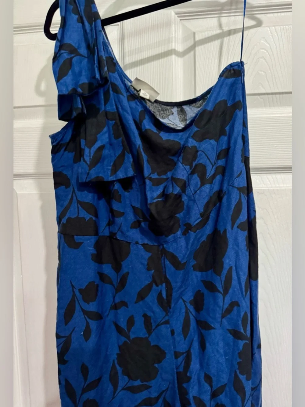 kate spade Blue and Black One-Shoulder Floral Jumpsuit